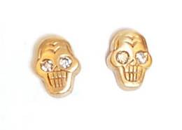 Me & Ro Gold Skull Diamond Stud Earrings