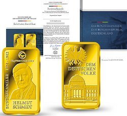 Золотой слиток «Гельмут Шмидт» продается за полцены. Ювелирные Известия - J-izvestia.ru